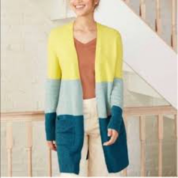 a new day Sweaters - NWOT A New Day Colorblock Open Front Long Cardigan Size XXL Oversized